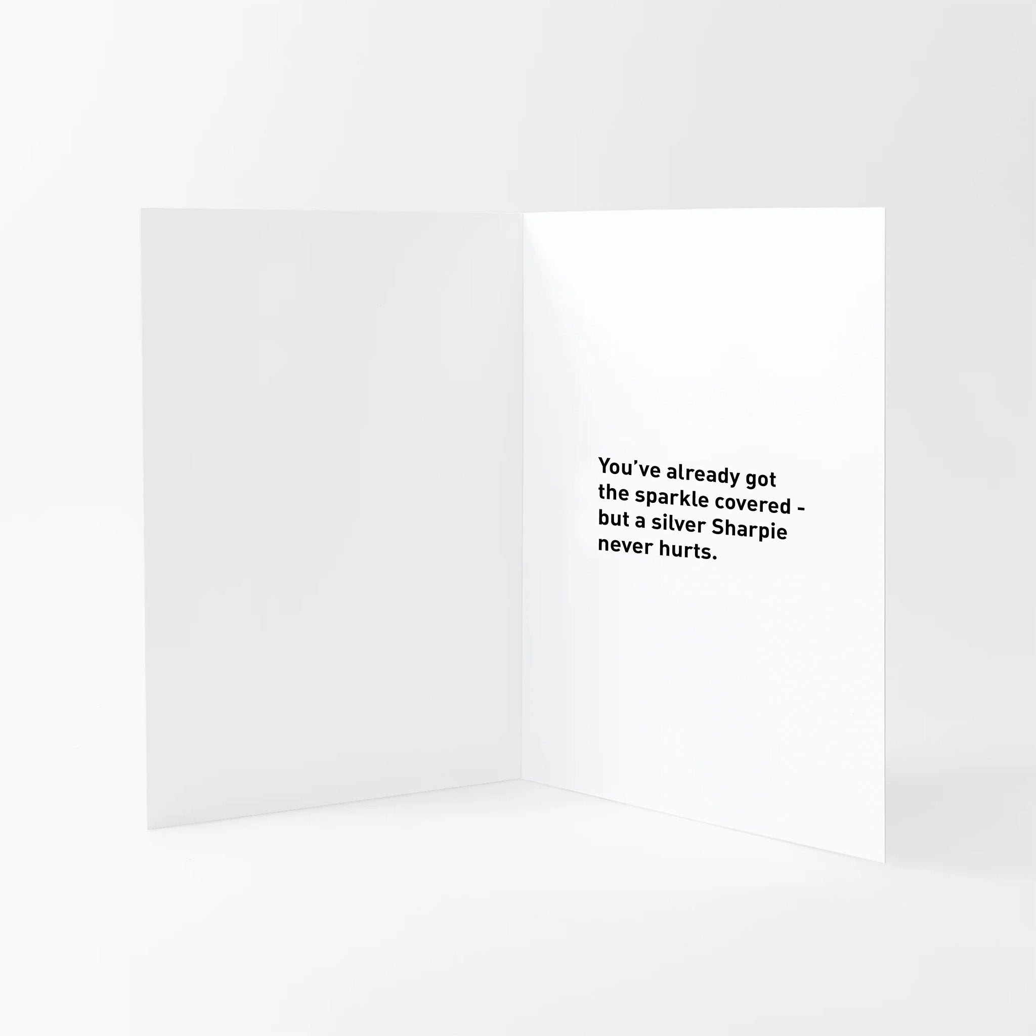 Oui Chef "Keep Shining" Sharpie Greeting Card partially opened showing inside message.