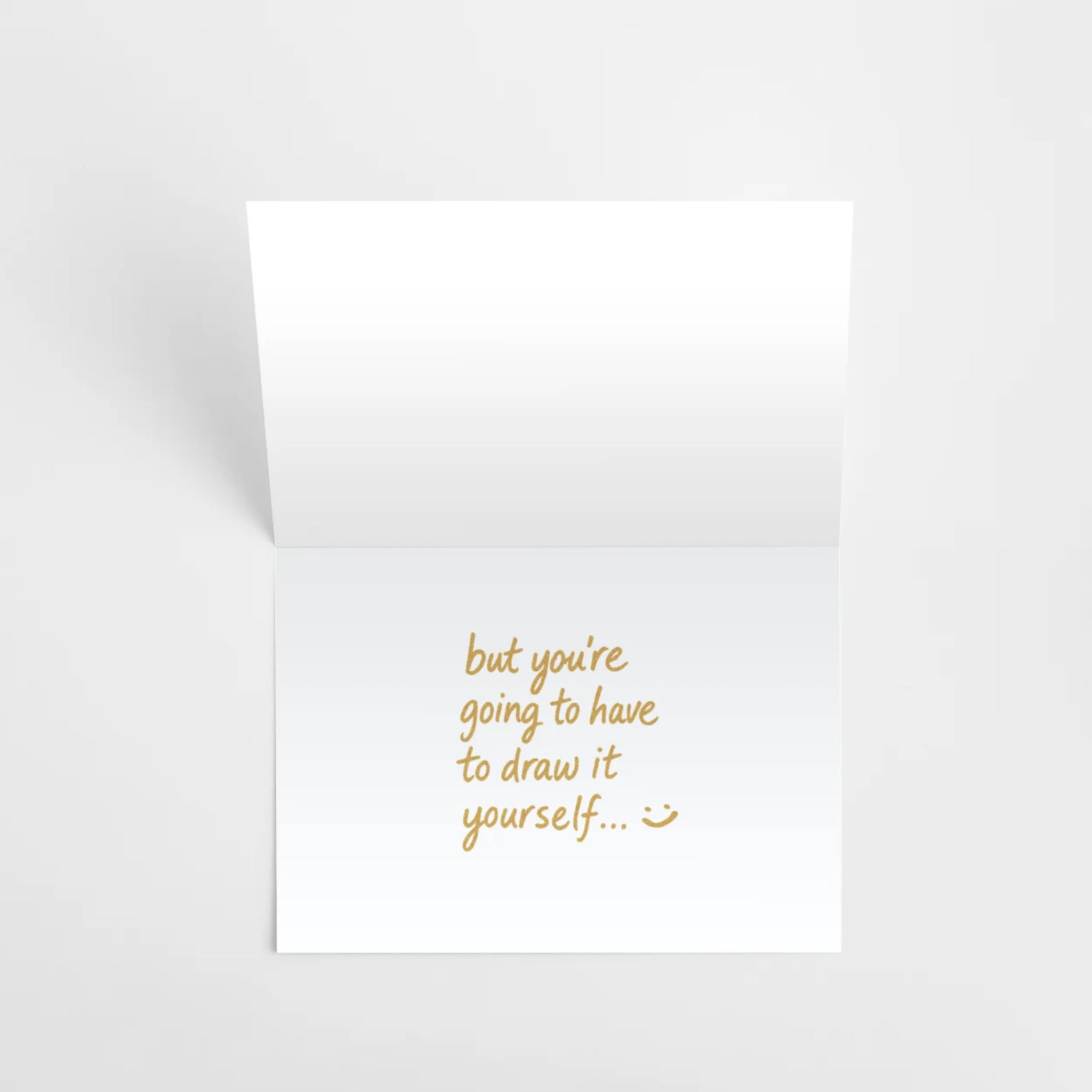 Oui Chef "Gold Star" Sharpie Greeting Card partially opened showing inside message.