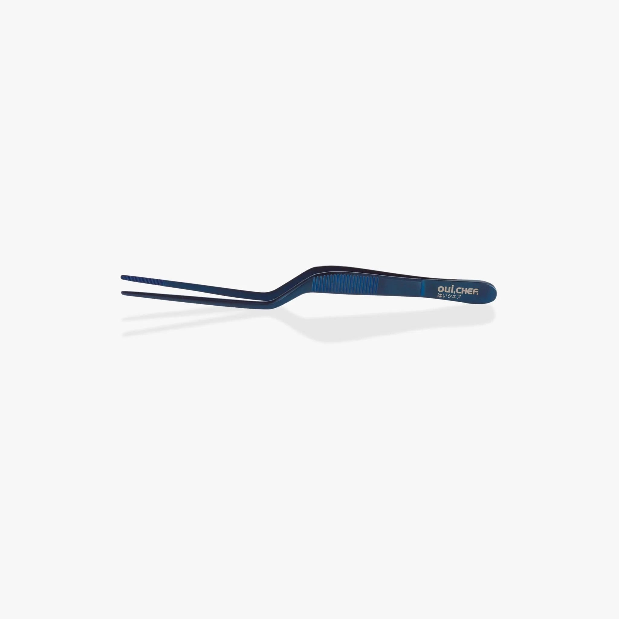 oui chef cooking kitchen tweezers metallic blue 14cm offset side